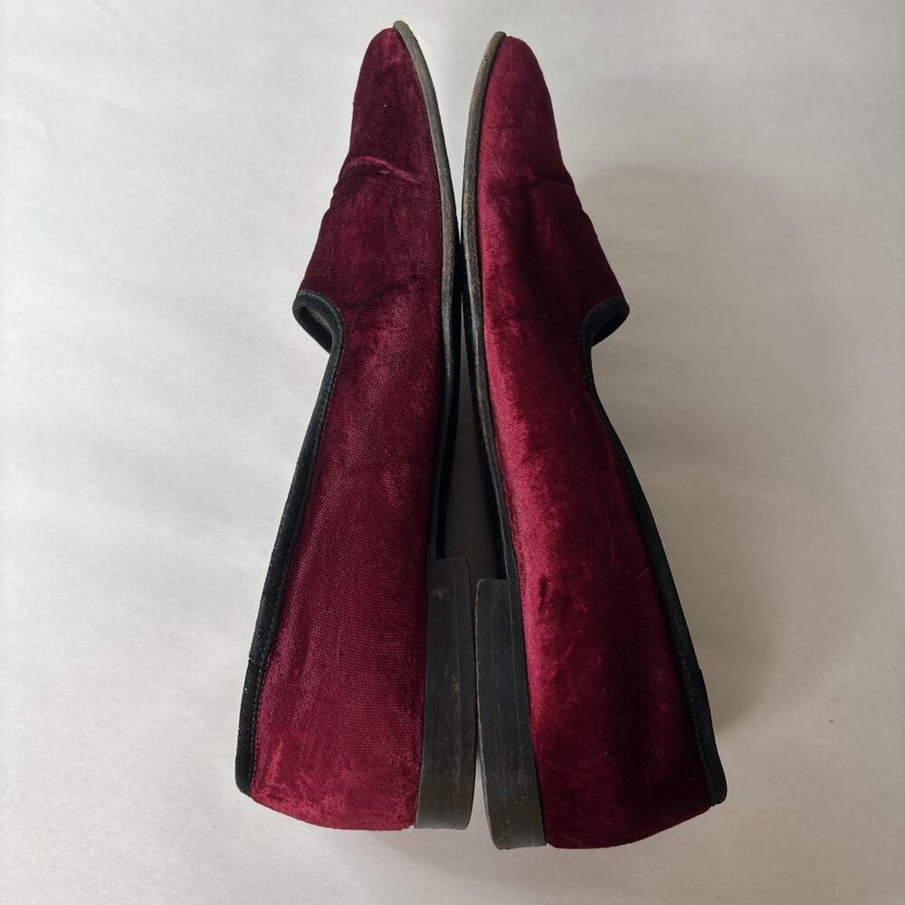 Salvatore Ferragamo Womens‎ Red Velvet Loafers 7 Designer Dark Romantic Gothic - Picture 8 of 11